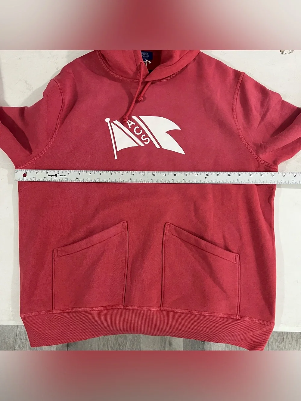 J. Crew x Atlantic Coastal Supplies ACS Graphic Fleece Hoodie Mens Large Red NWT